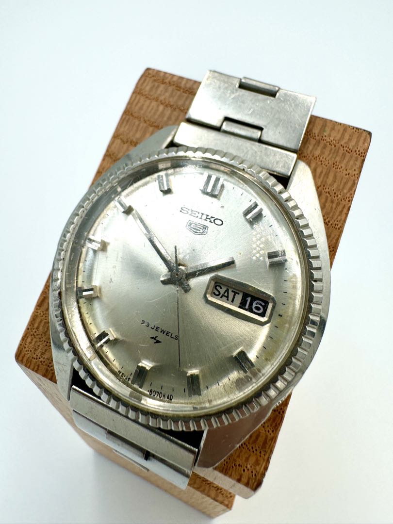 Seiko 5 5126-8030 Analog Mechanical (Automatic) Unisex Adults 126-8030 23 Jewels Day Date Fluted Bezel Automatic Vintage Watch Runs