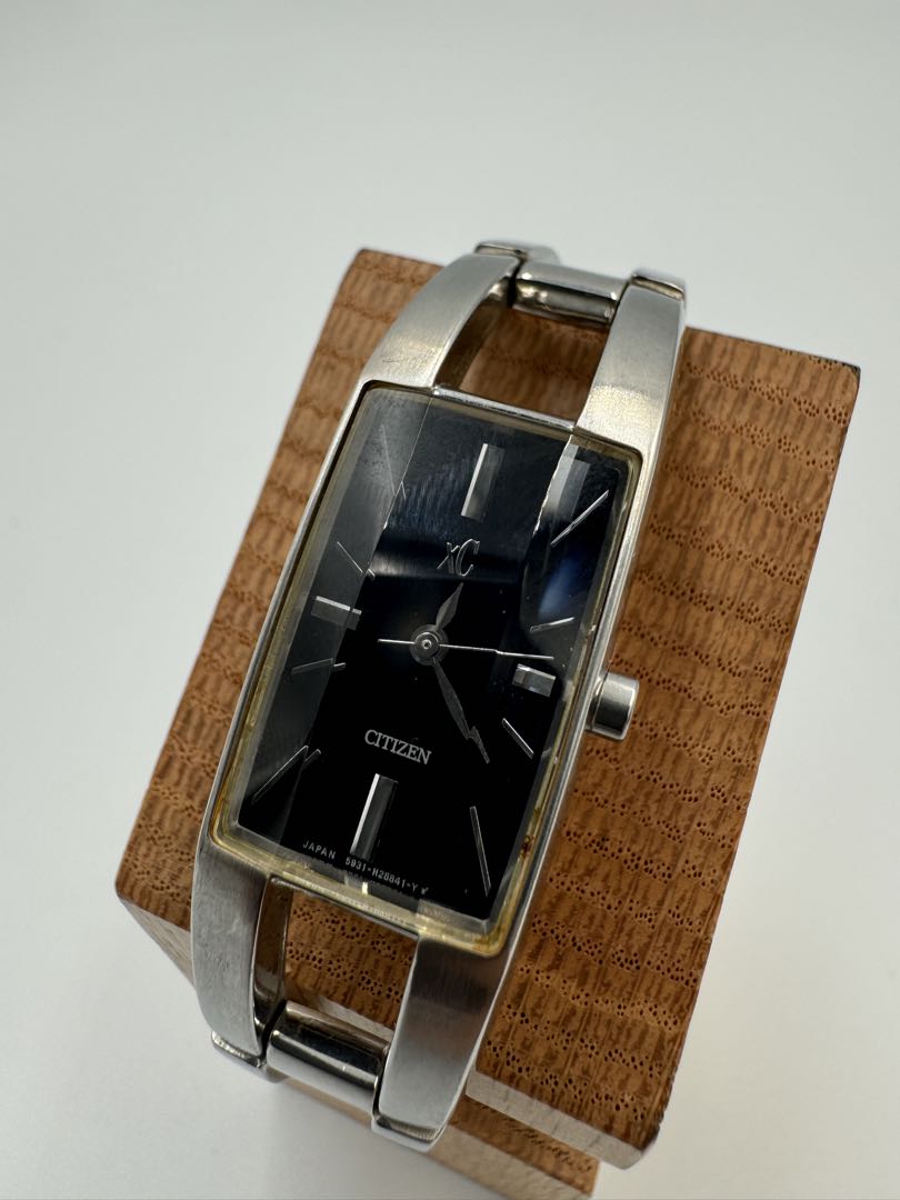 Citizen xC 5931-H16301 Analog Quartz (Battery) Women Vintage Black Rectangle Ladies Bangle Watch Head