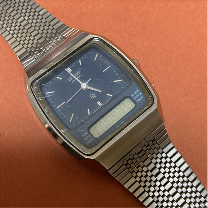 Citizen Quartz Digi-Ana 4-098668 Y Digital/Analog Unisex Adults Vintage Watch, Model , Silver Case, Gray Dial