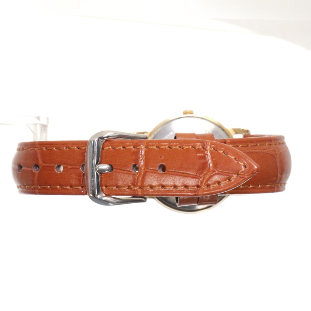 Seiko Alba V501-6B90 Analog Quartz Men Men'S Wristwatch Gold Tone Case Brown Leather Band