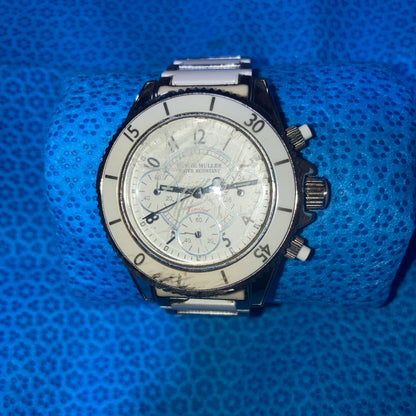 Seiko Analog Quartz Men Daniel Muller White Chronograph Diver's Running Unisex Good Condition