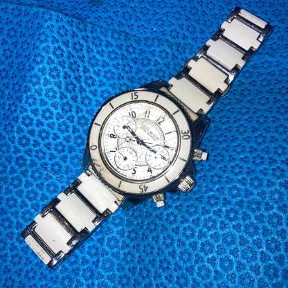 Seiko Analog Quartz Men Daniel Muller White Chronograph Diver's Running Unisex Good Condition