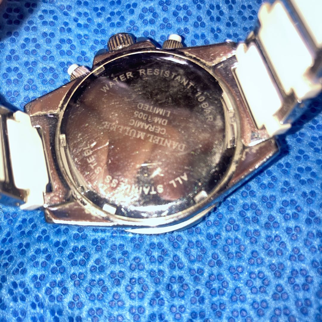 Seiko Analog Quartz Men Daniel Muller White Chronograph Diver's Running Unisex Good Condition