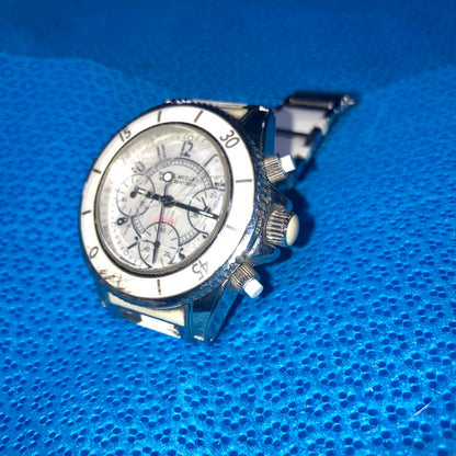Seiko Analog Quartz Men Daniel Muller White Chronograph Diver's Running Unisex Good Condition