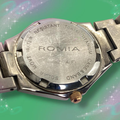 Romea RM-827LA(F) Analog Solar Women Romia Women'S Watch Titanium Water Resistant Mop Dial Excellent Condition
