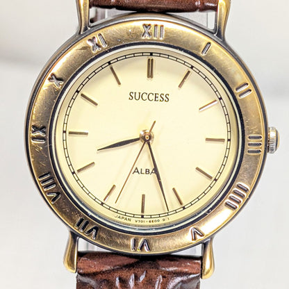 Seiko Alba Success Analog Quartz Men Battery & Band Replaced Working Itemp-16