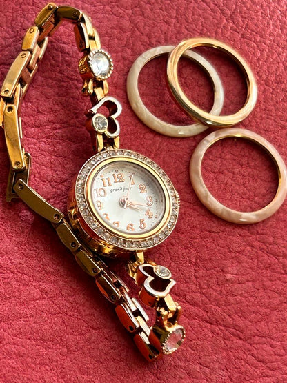 Grand Jour Analog Quartz Women グランドジュール チェンジベゼルアナログwatch 未使用品battery Replaced