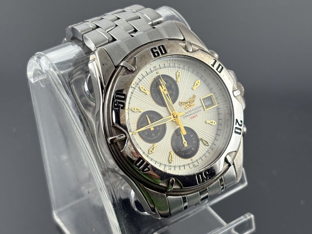 Omega F-1004 Analog Quartz Men Fernand Razzini Chronograph Watch Men'S Battery Replaced