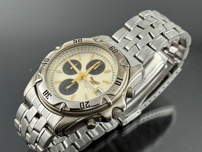 Omega F-1004 Analog Quartz Men Fernand Razzini Chronograph Watch Men'S Battery Replaced