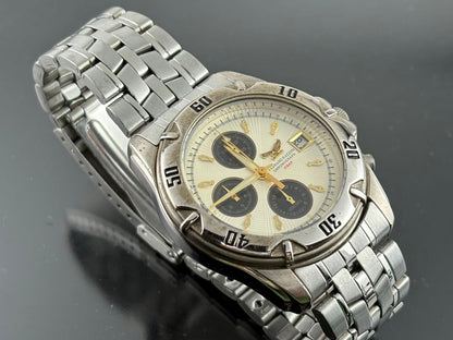 Omega F-1004 Analog Quartz Men Fernand Razzini Chronograph Watch Men'S Battery Replaced