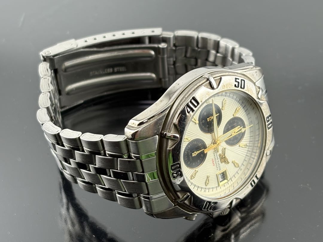 Omega F-1004 Analog Quartz Men Fernand Razzini Chronograph Watch Men'S Battery Replaced