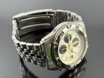 Omega F-1004 Analog Quartz Men Fernand Razzini Chronograph Watch Men'S Battery Replaced