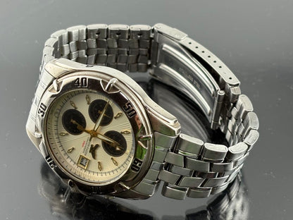Omega F-1004 Analog Quartz Men Fernand Razzini Chronograph Watch Men'S Battery Replaced