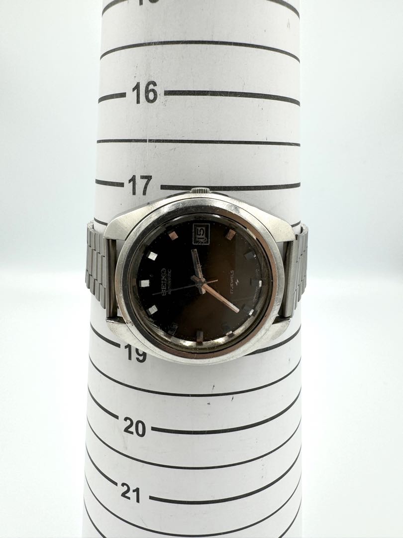 Seiko Automatic 7005-7030 Analog Mechanical (Automatic) Unisex Adults 17 Jewels Black Dial Men'S Watch Head Only Japan