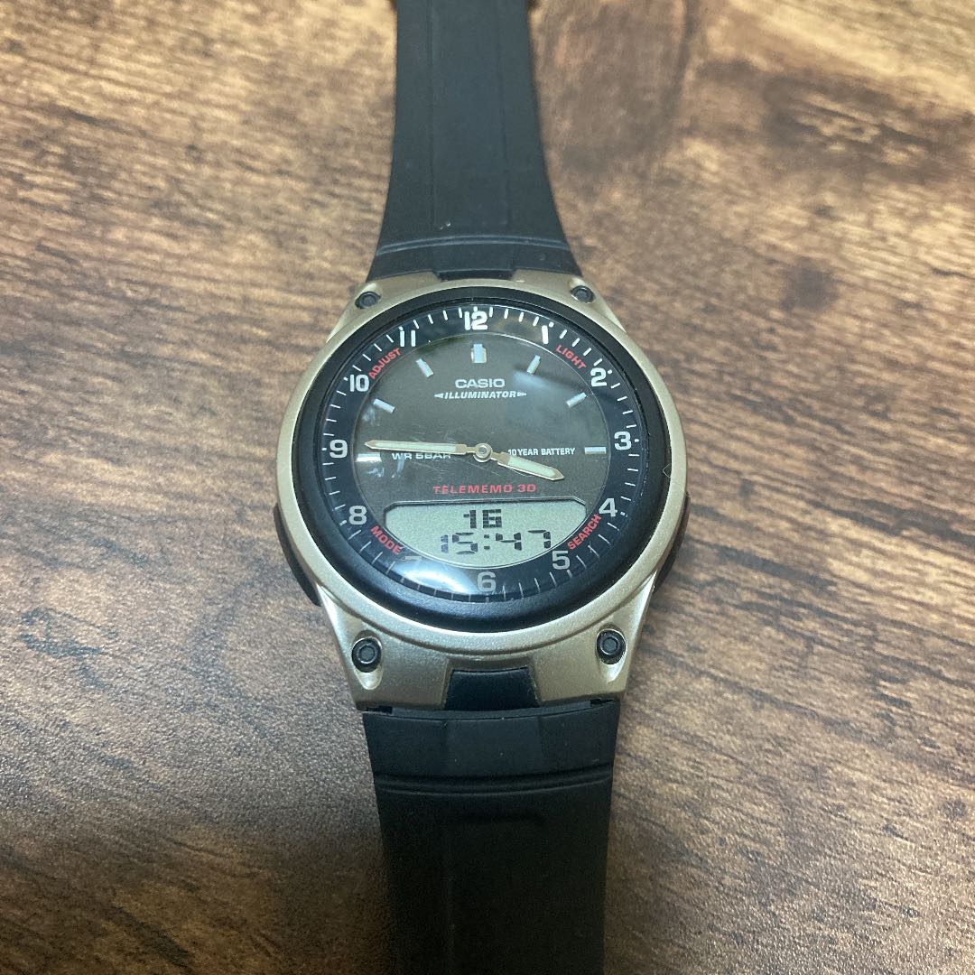 Casio AW-80 Illuminator Analog/Digital Quartz Men Telememo 30 World Time Men'S Wristwatch