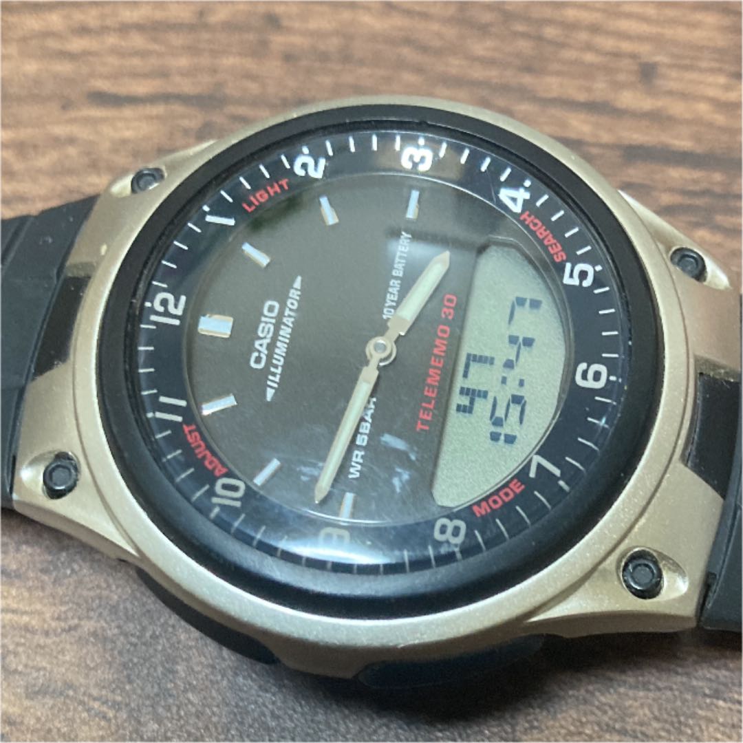 Casio AW-80 Illuminator Analog/Digital Quartz Men Telememo 30 World Time Men'S Wristwatch