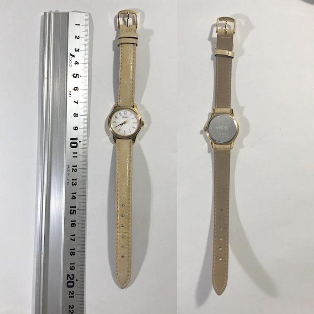 Seiko 7N01-0DF0 Analog Quartz Women Beautiful Item Leather Band Beige White Dial Working Item