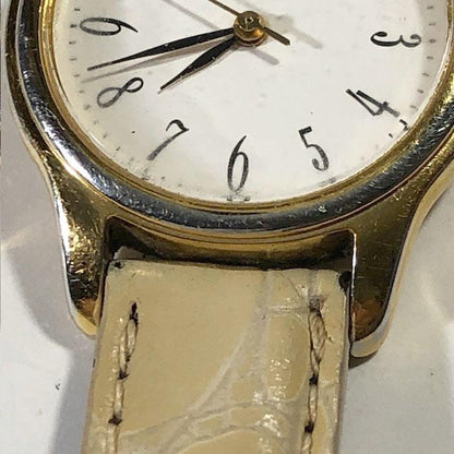 Seiko 7N01-0DF0 Analog Quartz Women Beautiful Item Leather Band Beige White Dial Working Item
