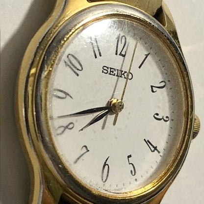 Seiko 7N01-0DF0 Analog Quartz Women Beautiful Item Leather Band Beige White Dial Working Item