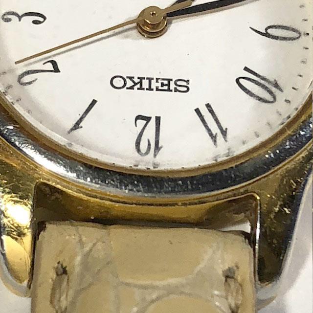 Seiko 7N01-0DF0 Analog Quartz Women Beautiful Item Leather Band Beige White Dial Working Item