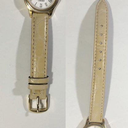 Seiko 7N01-0DF0 Analog Quartz Women Beautiful Item Leather Band Beige White Dial Working Item