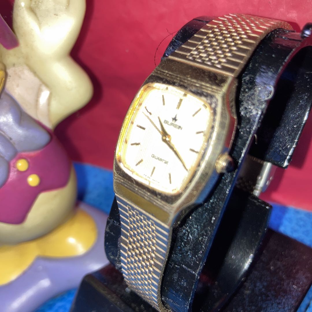 Buren 3-SIDED Analog Quartz Women レトロなメイドswissビューレンgold3面カット Women通電確認