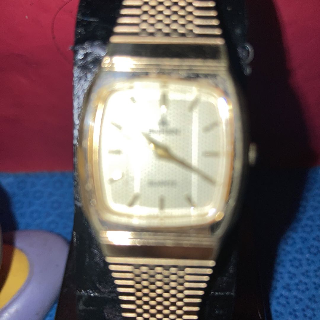Buren 3-SIDED Analog Quartz Women レトロなメイドswissビューレンgold3面カット Women通電確認