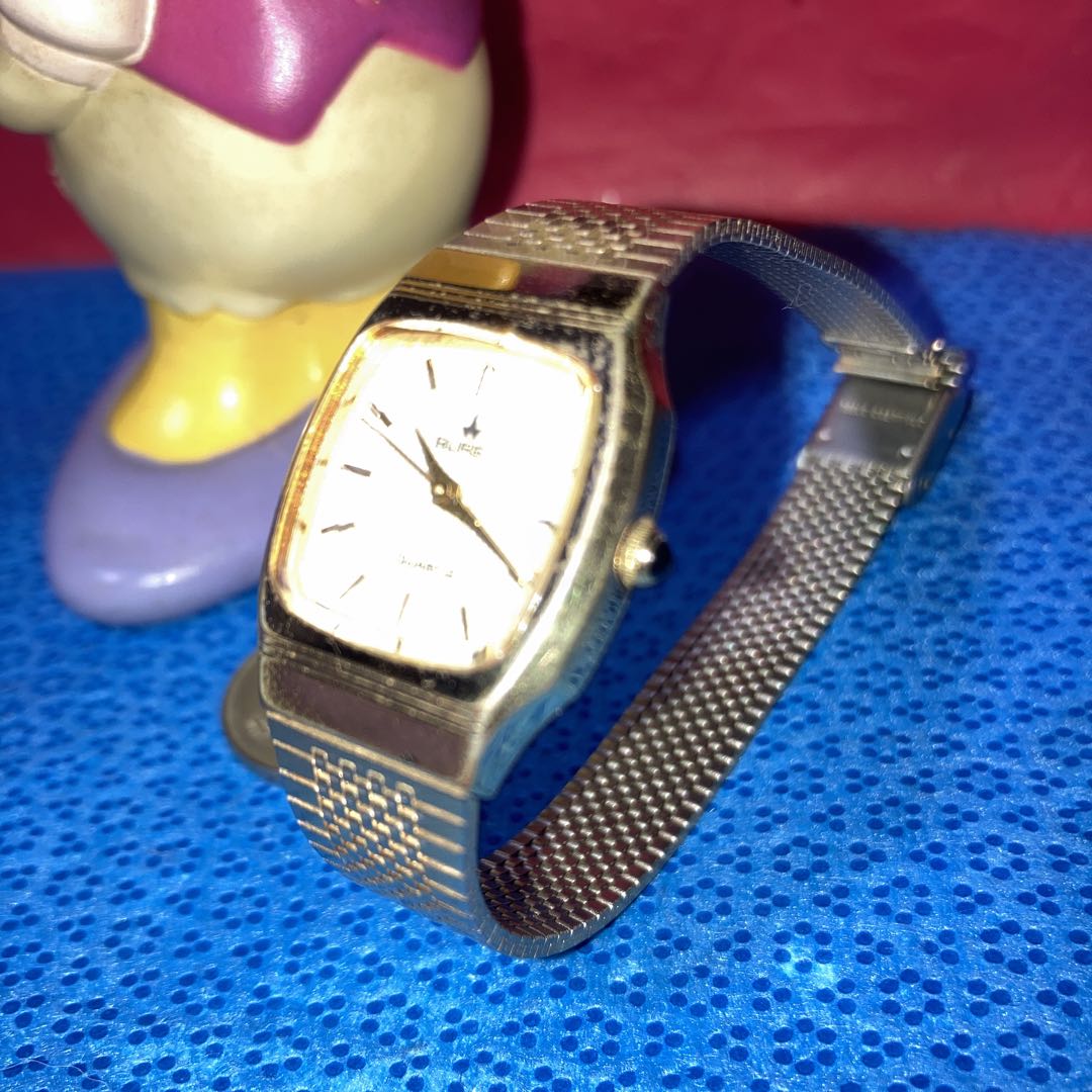 Buren 3-SIDED Analog Quartz Women レトロなメイドswissビューレンgold3面カット Women通電確認