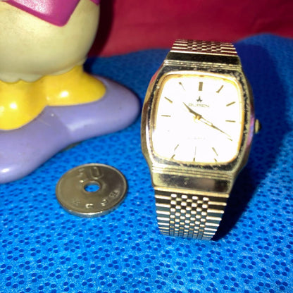 Buren 3-SIDED Analog Quartz Women レトロなメイドswissビューレンgold3面カット Women通電確認