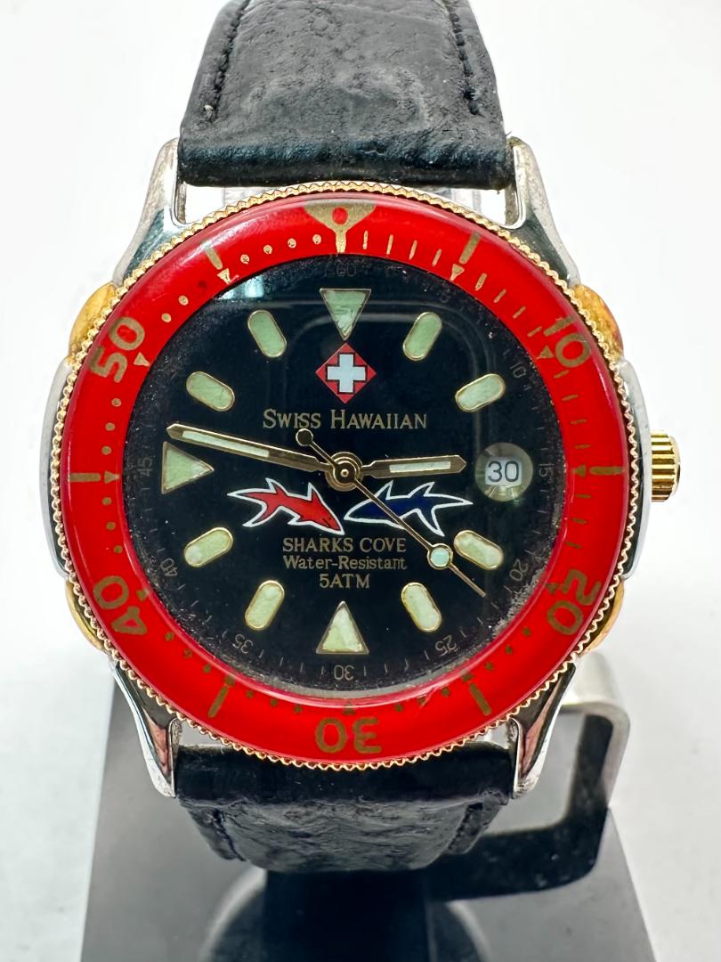 Swiss Hawaiian Men's Wristwatch 36.5mm Black Dial Analog Quartz