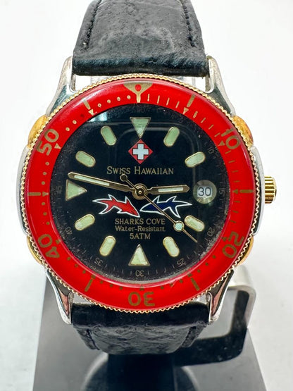 Swiss Hawaiian Men's Wristwatch 36.5mm Black Dial Analog Quartz