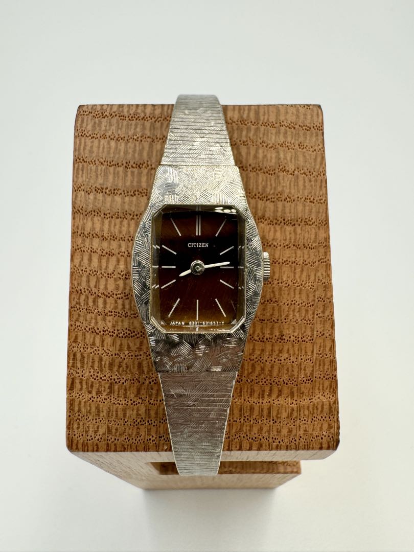 Citizen 6300 Analog Mechanical (Manual) Women Vintage Hand-Winding Wristwatch, Brown Dial, 16Mm Case