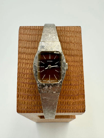 Citizen 6300 Analog Mechanical (Manual) Women Vintage Hand-Winding Wristwatch, Brown Dial, 16Mm Case