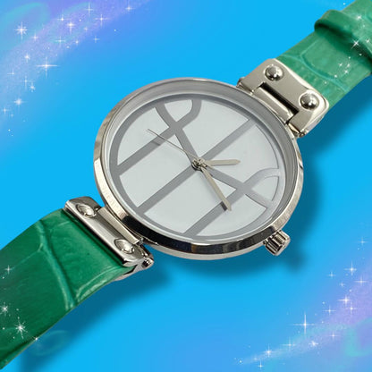 Mockberg Analog Quartz Women X Tsugumi Watarai Collaboration Watch Green Strap Excellent Condition