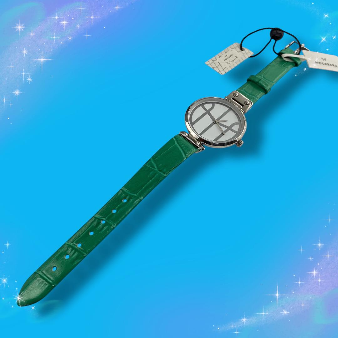 Mockberg Analog Quartz Women X Tsugumi Watarai Collaboration Watch Green Strap Excellent Condition