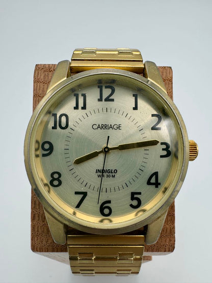 Carriage Analog Quartz Men Watch Gold Tone