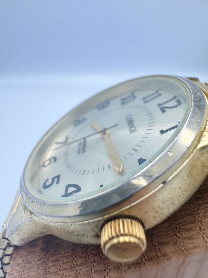 Carriage Analog Quartz Men Watch Gold Tone