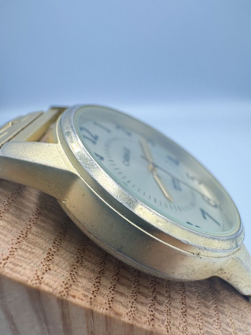 Carriage Analog Quartz Men Watch Gold Tone