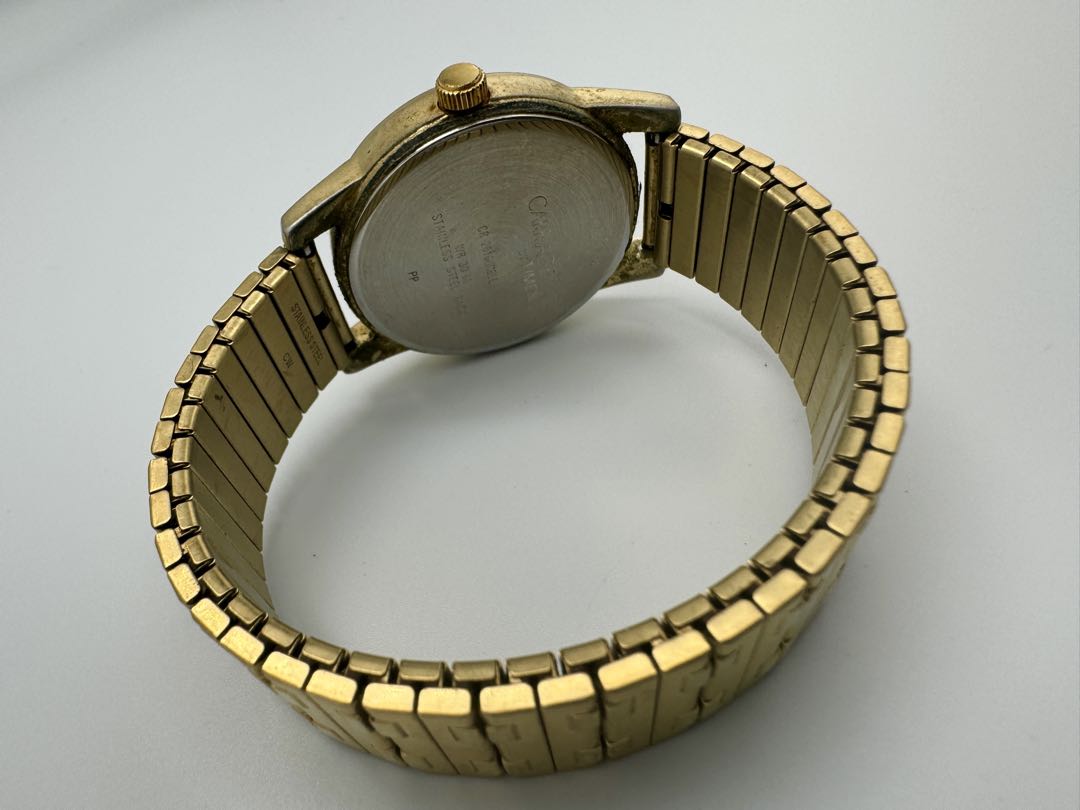Carriage Analog Quartz Men Watch Gold Tone