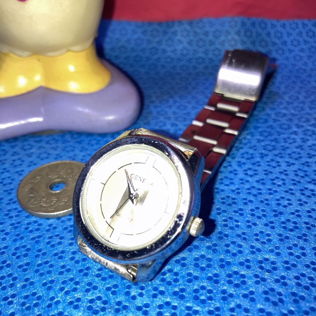 GENEVA Analog Quartz Women ジュネーブ アンティーク アナログwatch シルバーwomen通電確17㎝