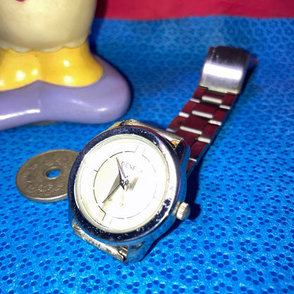 GENEVA Analog Quartz Women ジュネーブ アンティーク アナログwatch シルバーwomen通電確17㎝