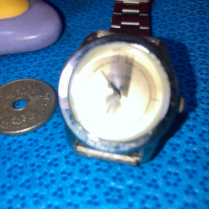 GENEVA Analog Quartz Women ジュネーブ アンティーク アナログwatch シルバーwomen通電確17㎝