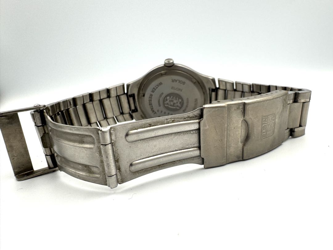 Elgin Solar Analog Men Titanium Diamond Quartz Watch