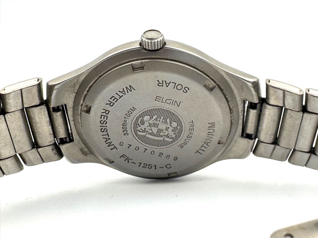 Elgin Solar Analog Men Titanium Diamond Quartz Watch