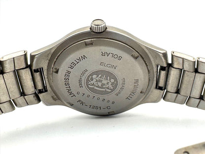 Elgin Solar Analog Men Titanium Diamond Quartz Watch