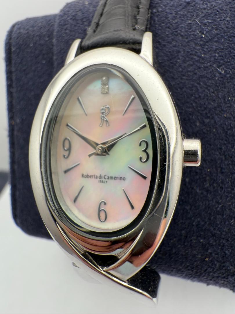 Roberta Di Camerino di Watch T4953 Analog Quartz Women Women'S Wrist 22Mm Case Black Leather Strap