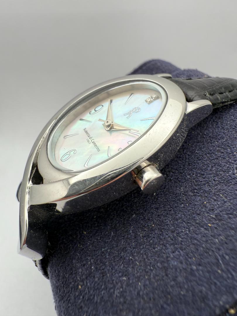 Roberta Di Camerino di Watch T4953 Analog Quartz Women Women'S Wrist 22Mm Case Black Leather Strap