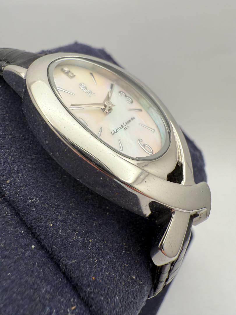 Roberta Di Camerino di Watch T4953 Analog Quartz Women Women'S Wrist 22Mm Case Black Leather Strap