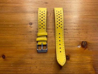 Straton Watch Company ストラトン 18Mm ラリー・オメガオリンピックモデル 高品質カーフ本革 黄×白
