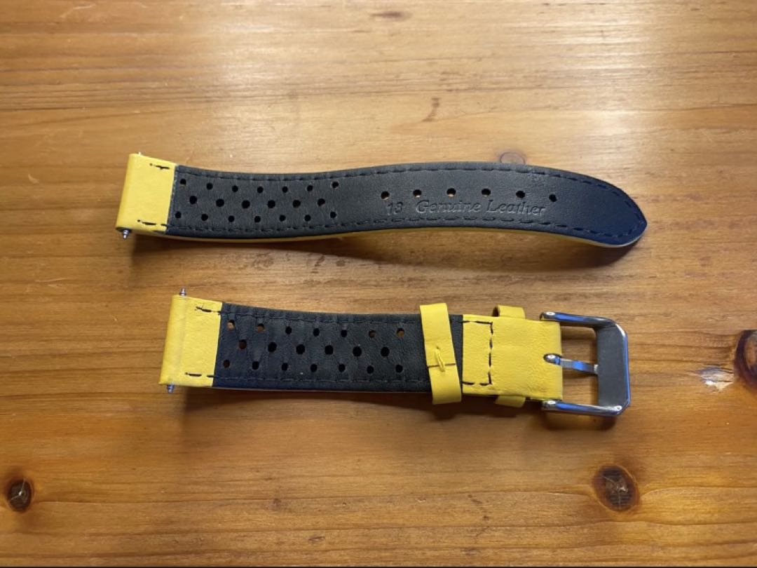 Straton Watch Company ストラトン 18Mm ラリー・オメガオリンピックモデル 高品質カーフ本革 黄×白